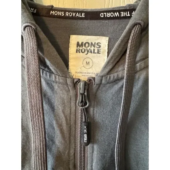 MONS ROYALE COVERT MID-HIT HOODY Merino Wool Sz M - Picture 3 of 9